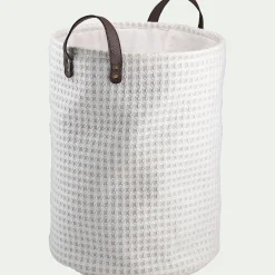 Panier à linge en tissu H50xD38cm - blanc
