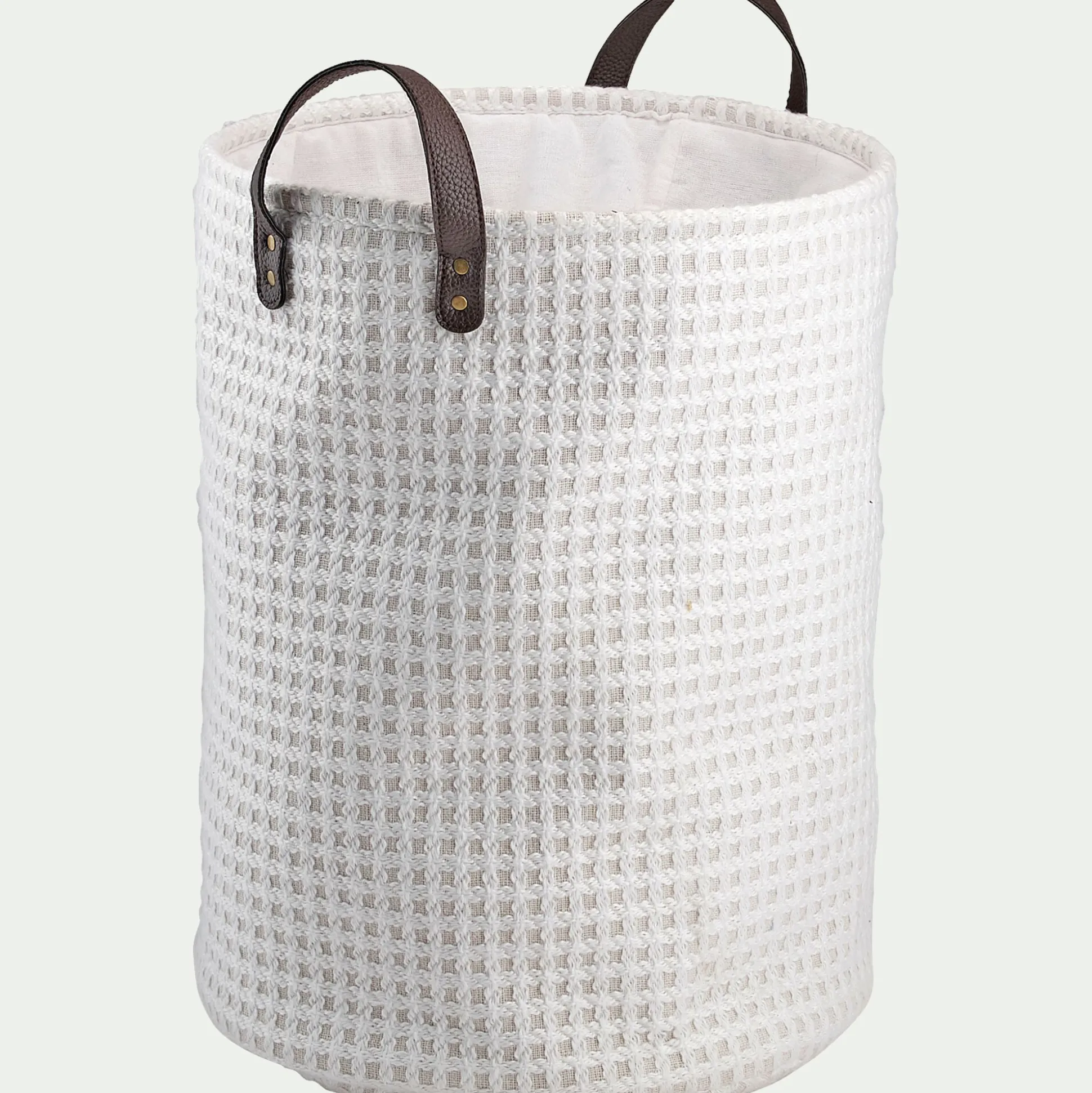 Panier à linge en tissu H50xD38cm - blanc