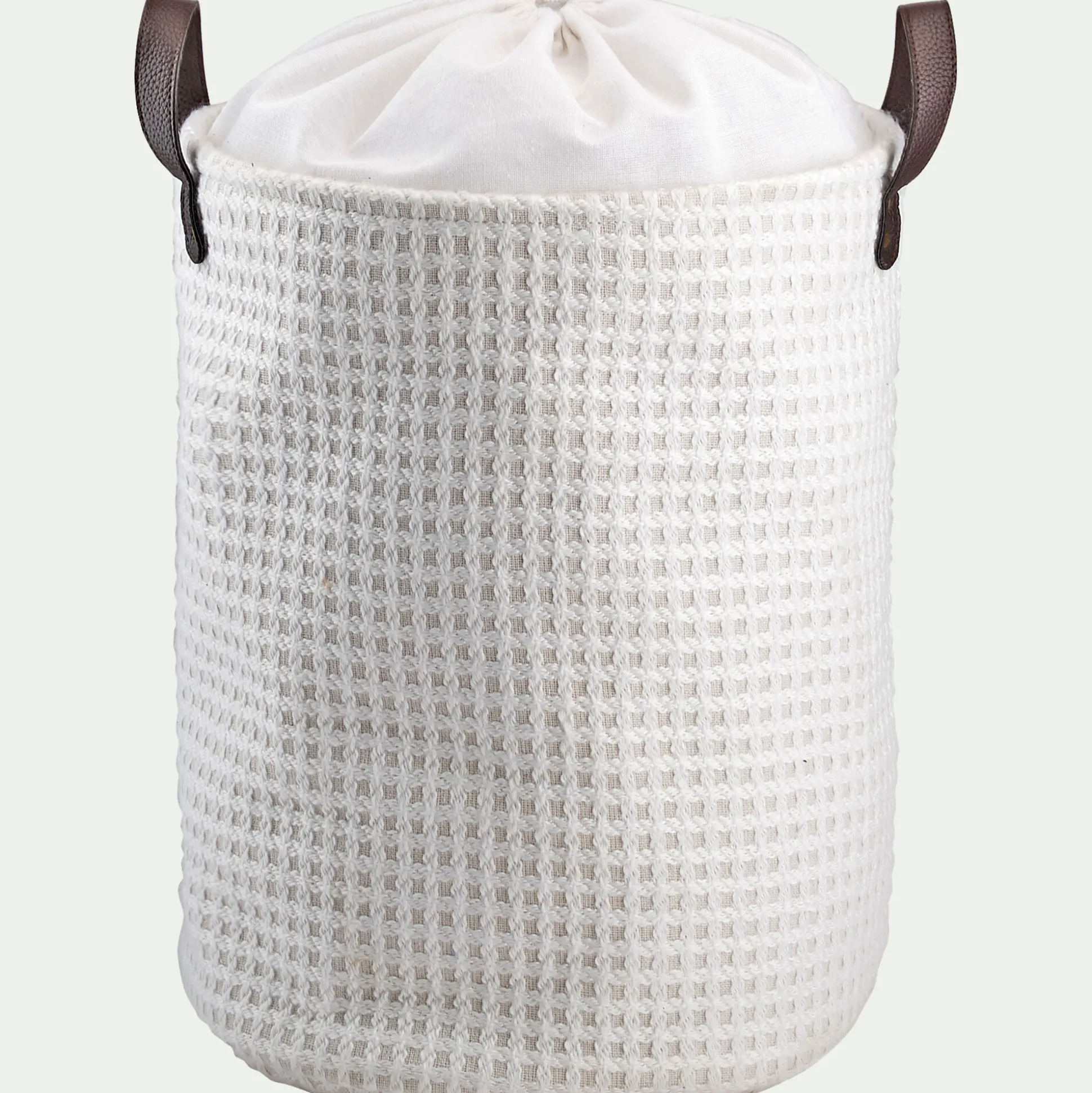 Panier à linge en tissu H50xD38cm - blanc