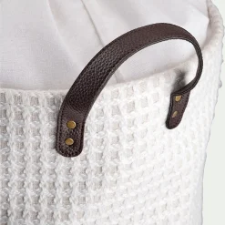 Panier à linge en tissu H50xD38cm - blanc