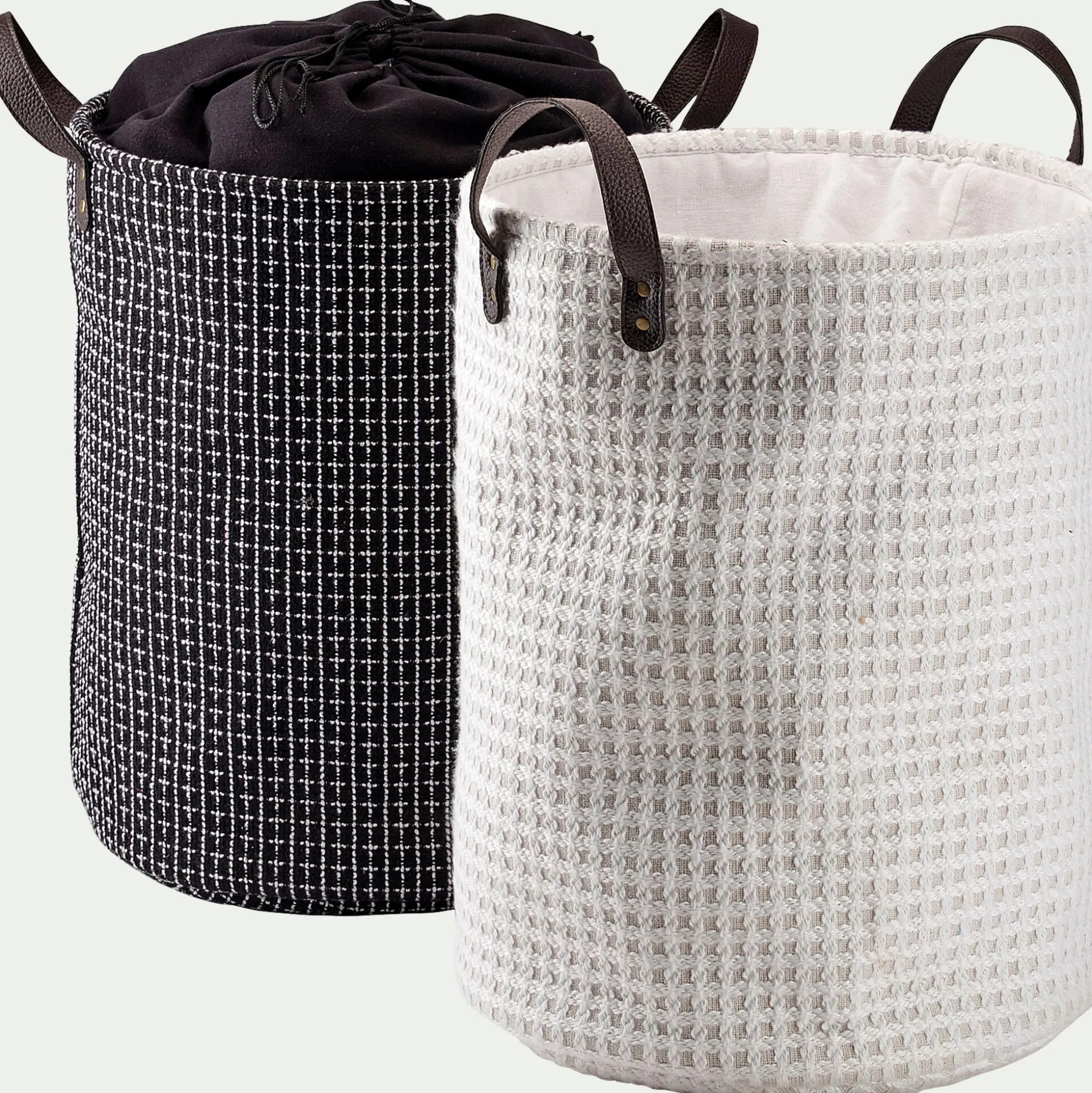 Panier à linge en tissu H50xD38cm - blanc