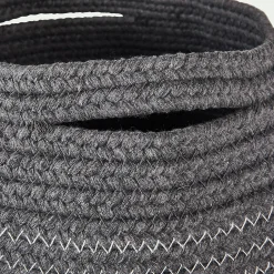 Panier déco en polycoton - gris H23xD21cm