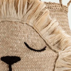 Panier déco lion en jonc de mer D40xH38cm - naturel