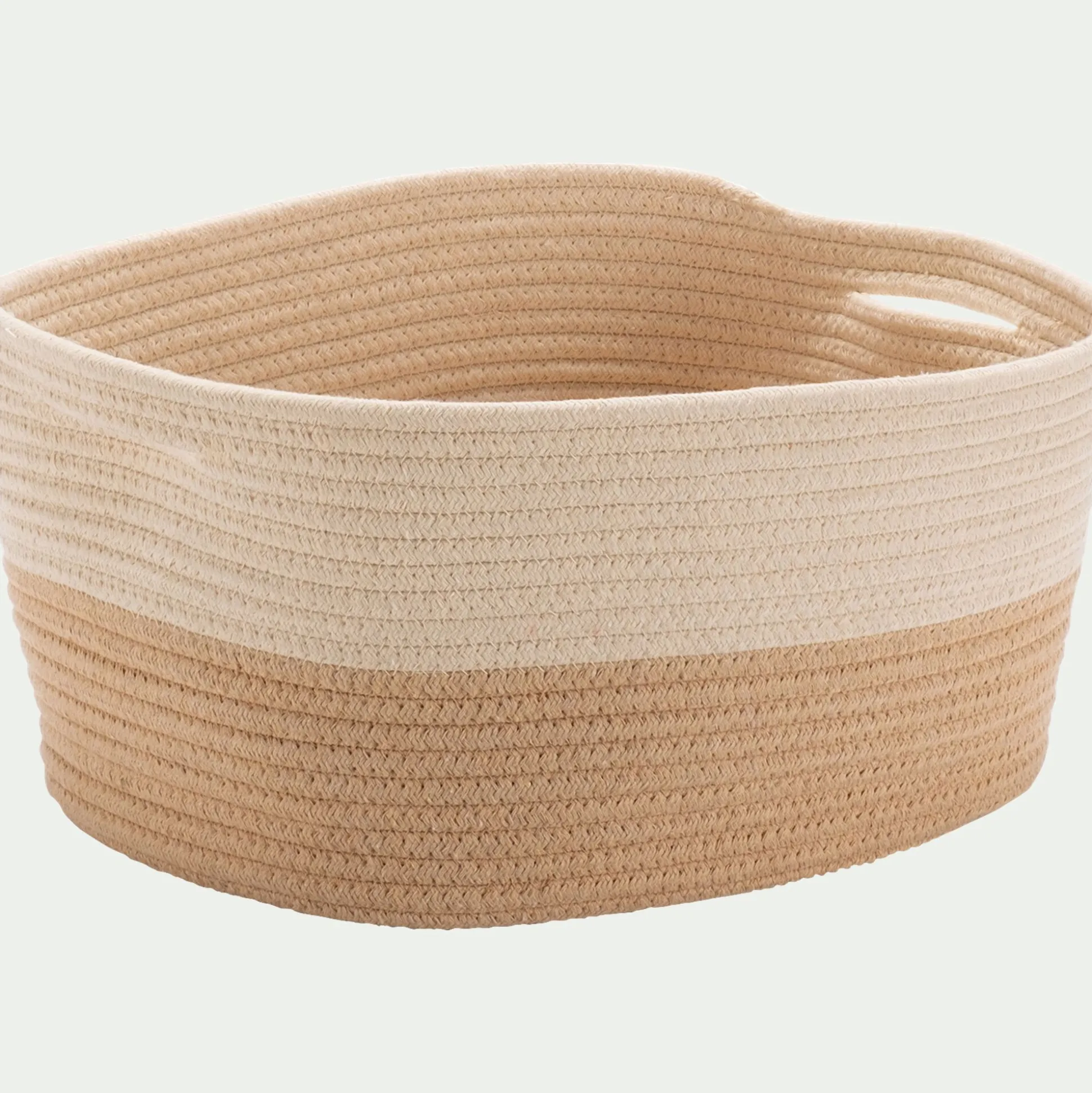 Panier de rangement bicolore en tissu H20cm - beige