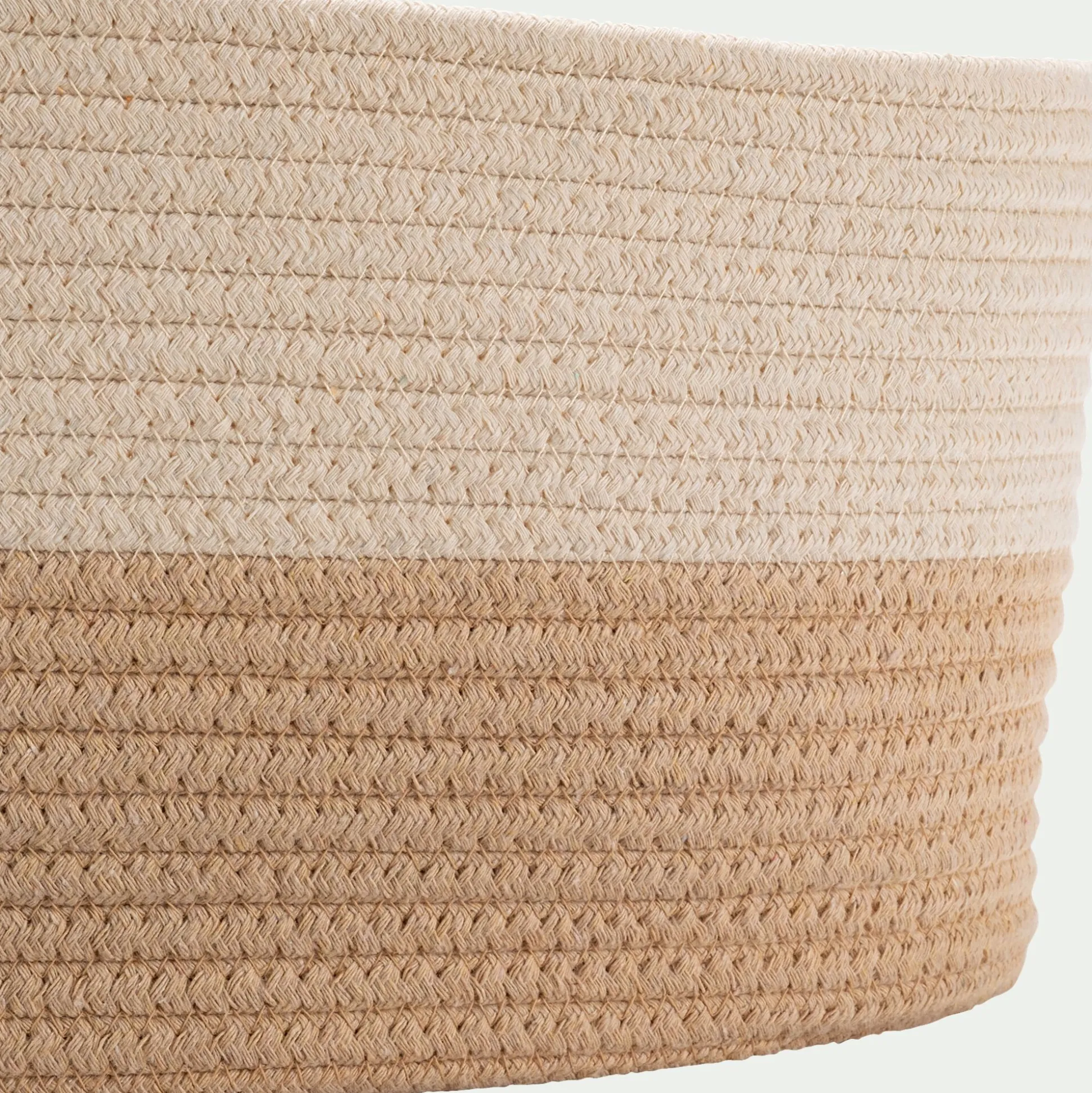Panier de rangement bicolore en tissu H20cm - beige