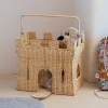 Panier de rangement château en rotin H26cm - naturel