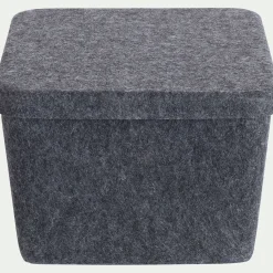 Panier de rangement en feutrine H16cm - gris anthracite