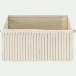 Panier de rangement en velours côtelé H12xL26xl20 cm - blanc ventoux