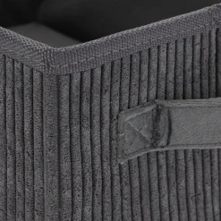 Panier de rangement en velours côtelé H12xL26xl20 cm - gris ardoise