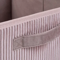 Panier de rangement en velours côtelé - rose H12xL26xl20cm