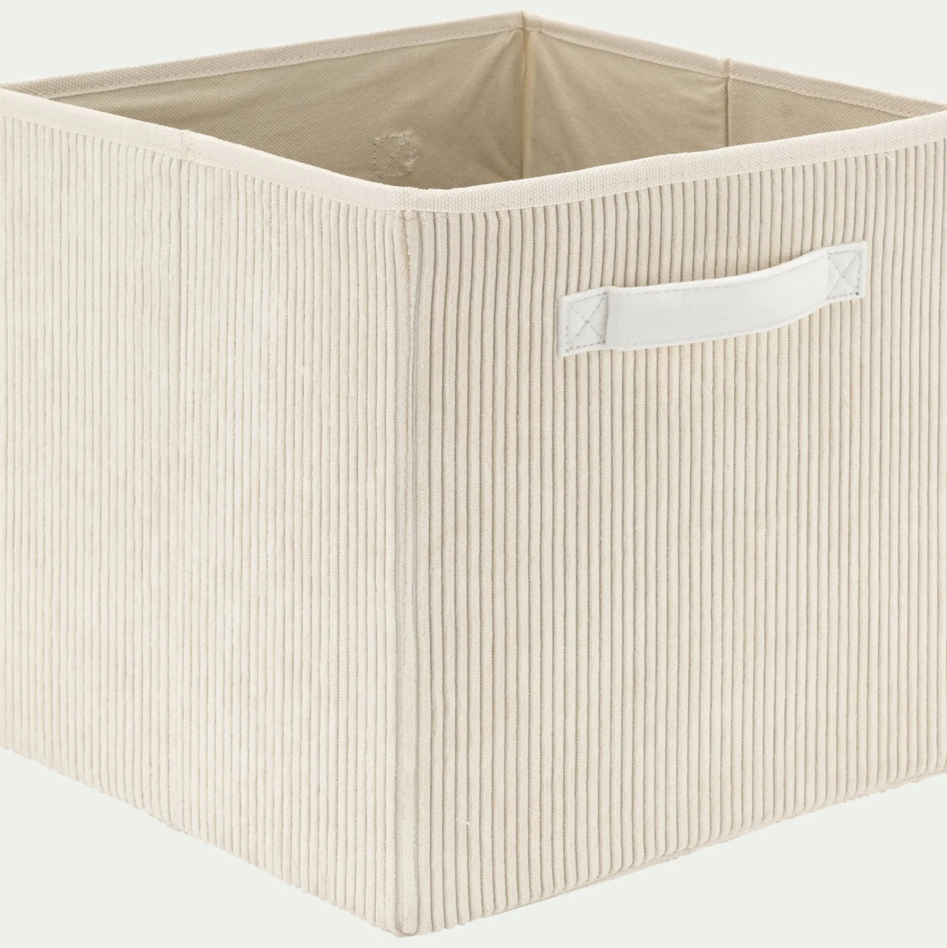 Panier de rangement en velours côtelé H30xL30cm - blanc ventoux