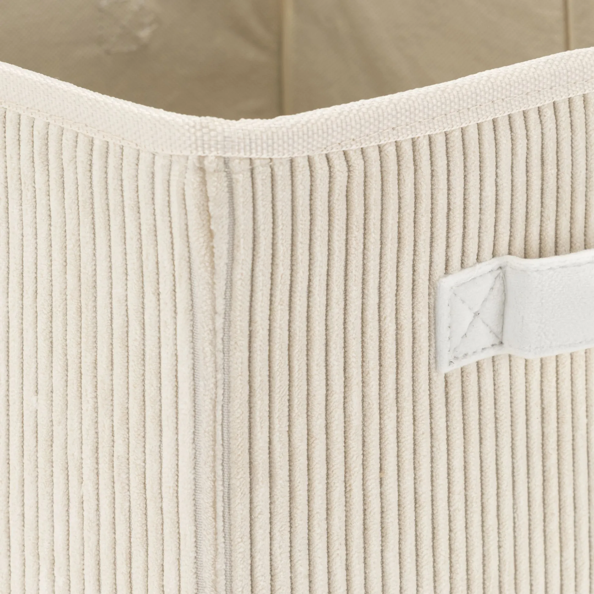 Panier de rangement en velours côtelé H30xL30cm - blanc ventoux