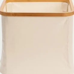 Panier en polycoton et bambou H15xL33cm - blanc