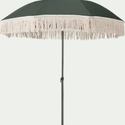 Parasol à franges et pied de parasol D180cm - vert kaki