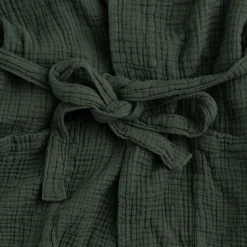 Peignoir en gaze de coton L/XL - vert cèdre