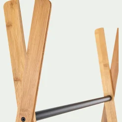 Penderie ouverte à 2 étagères en acier et bambou H173xL93cm - noir