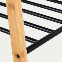 Penderie ouverte à 2 étagères en acier et bambou H173xL93cm - noir