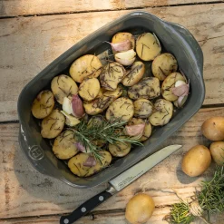 Petit plat à four individuel en céramique L30cm - vert cèdre