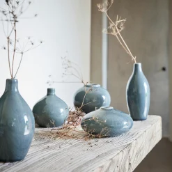 Petit vase en grès H6,5cm - bleu