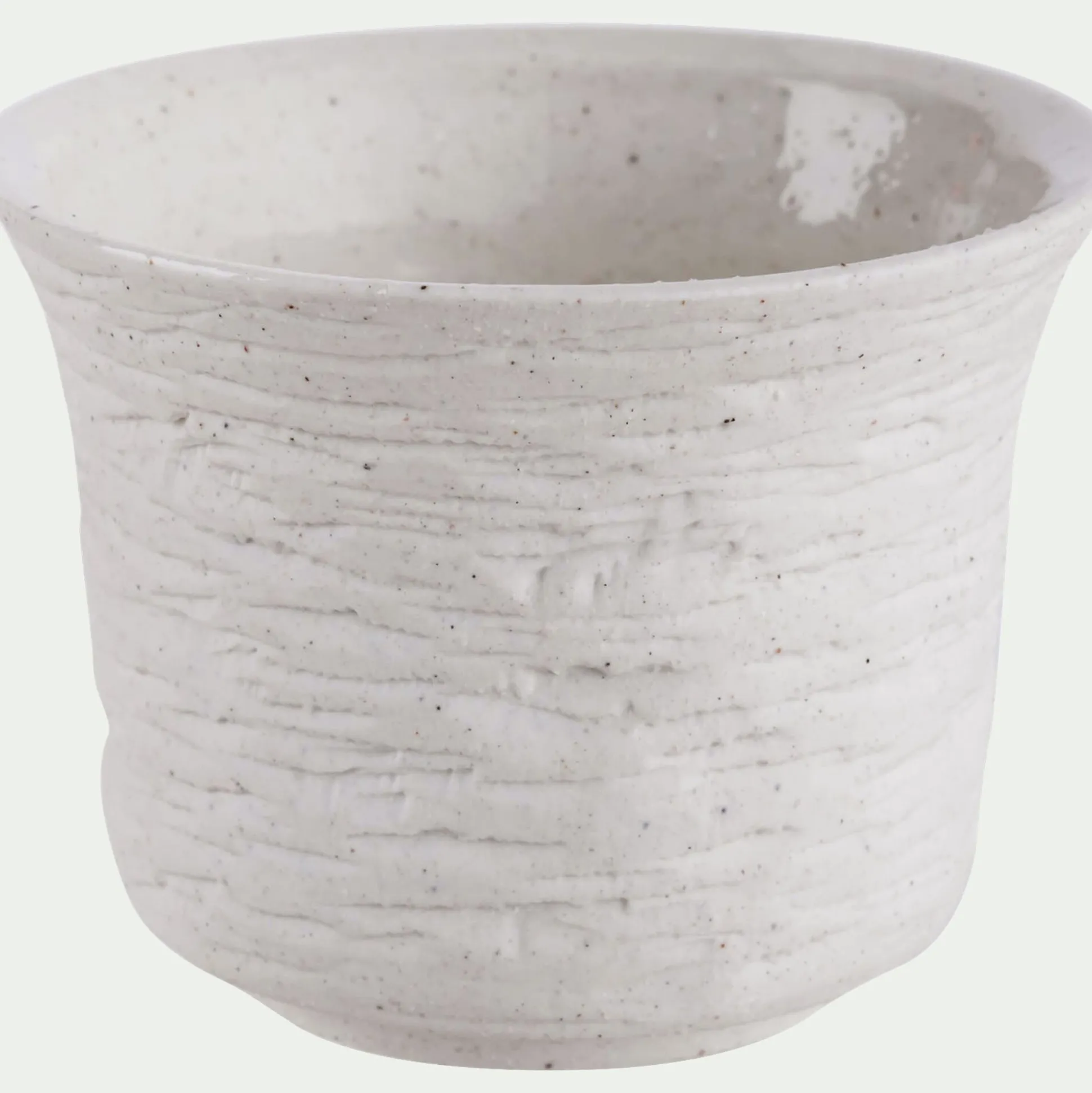 Petit vase en grès strié H7,8cm - blanc