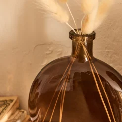 Petit vase en verre h12,5cm - marron