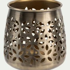 Photophore ajouré en métal H11cm - doré