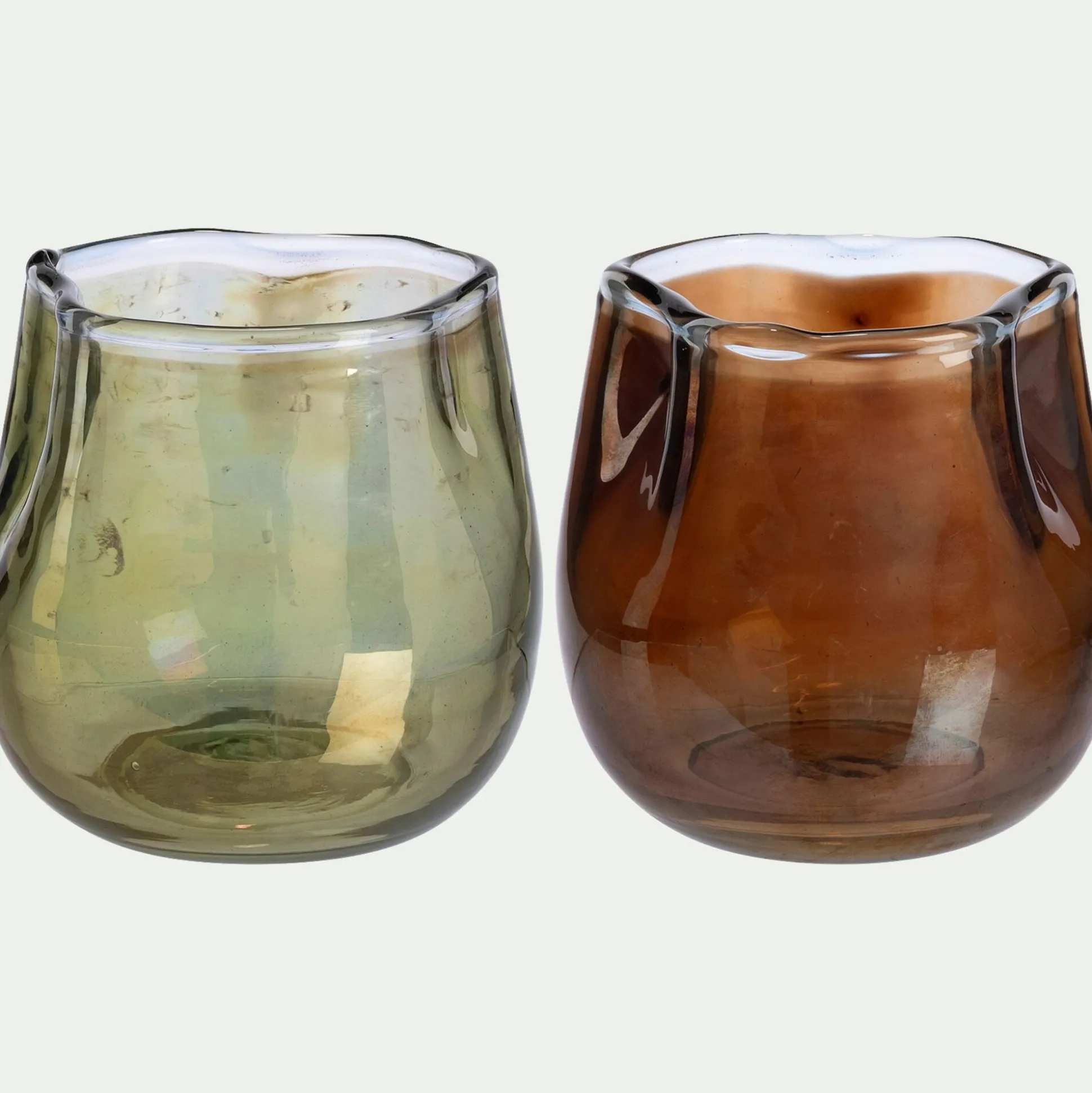 Photophore en verre - vert (modèle aléatoire)