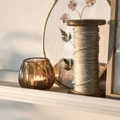 Photophore en verre D9cm - brun ombre