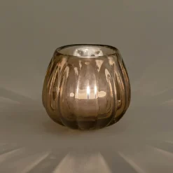 Photophore en verre D9cm - brun ombre