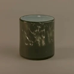 Photophore en verre D8xH8cm - bleu