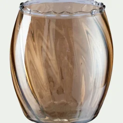 Photophore en verre D9xH10cm - doré