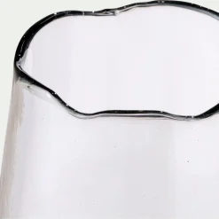 Photophore en verre sur pied en bois D17,5xH17,5cm - transparent