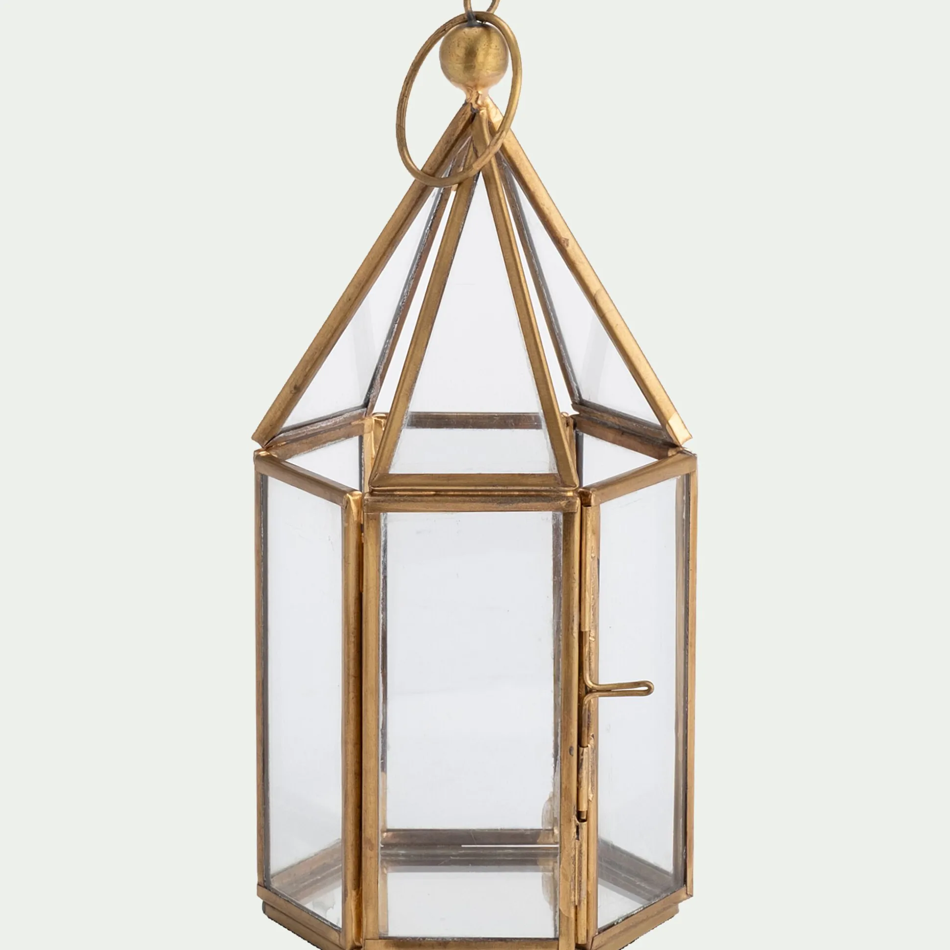 Photophore lanterne en métal H19cm - doré