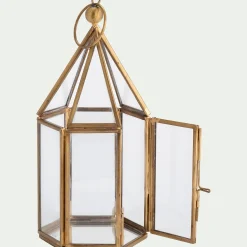 Photophore lanterne en métal H19cm - doré