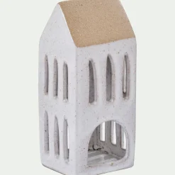 Photophore maisonnette de Noël en dolomite H15,3cm - gris