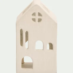 Photophore maisonnette en aluminium H13cm - blanc