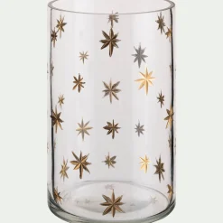 Photophore étoilé en verre D10xH15cm - transparent