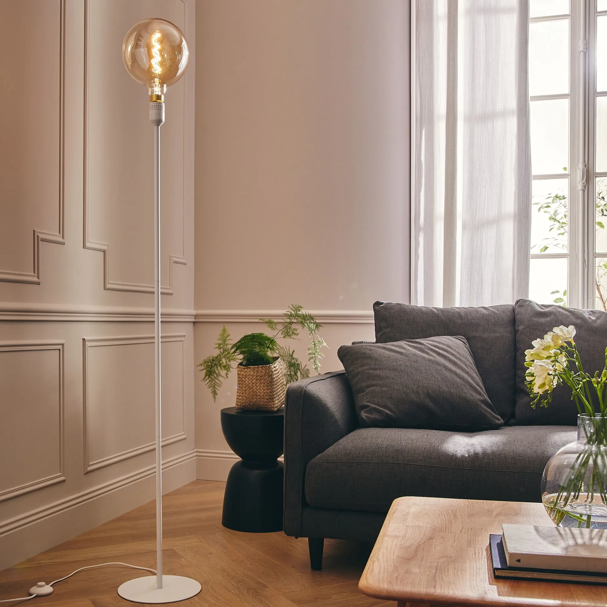 Pied de lampadaire - blanc H146cm