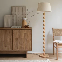 Pied de lampadaire en bois d'hévéa H142 cm - bois clair