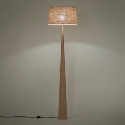 Pied de lampadaire en métal effet bois H157cm - bois clair