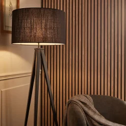 Pied de lampadaire en métal - noir H135cm