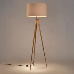 Pied de lampadaire en métal effet bois - naturel H134,50cm