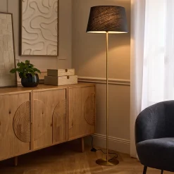 Pied de lampadaire électrifié en acier - doré H146cm