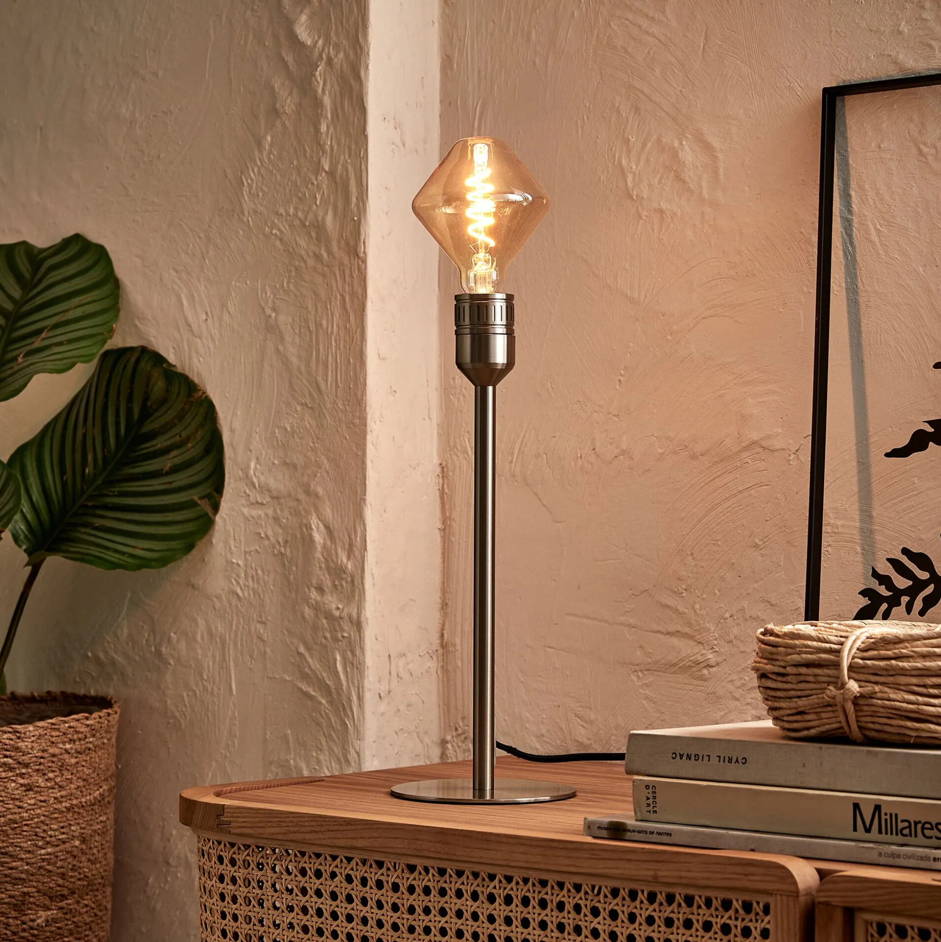 Pied de lampe à poser - gris argenté H37,2cm