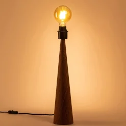 Pied de lampe en métal - effet bois foncé H51,5cm