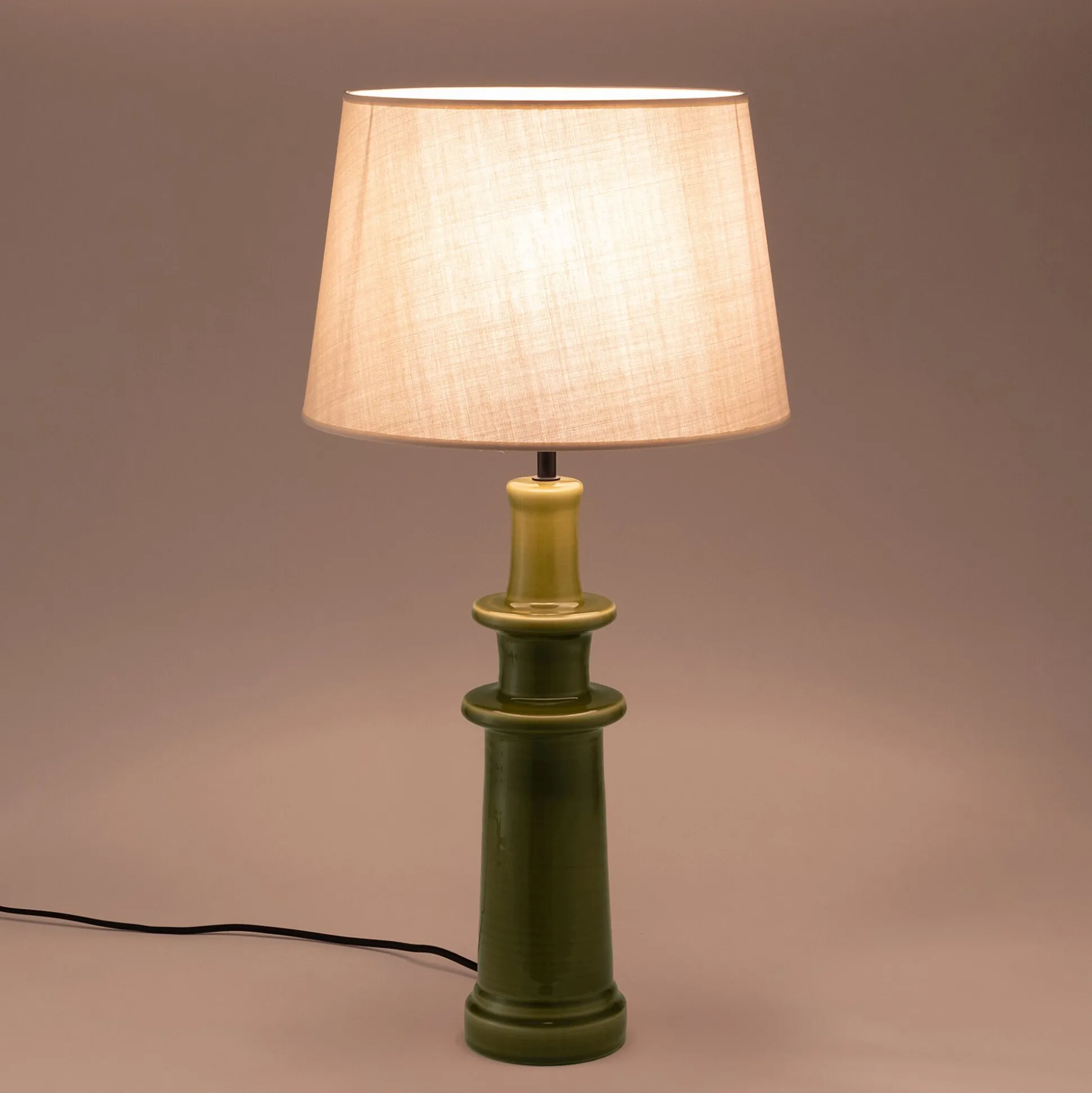 Pied de lampe électrifié en céramique D12cm - vert