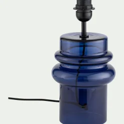 Pied de lampe électrifié en verre H35,5cm - bleu