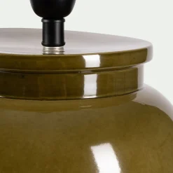 Pied de lampe électrifié en grès D28cm - vert