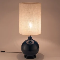 Pied de lampe électrifié en verre D34cm - bleu