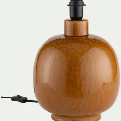 Pied de lampe électrifié en grès D26cm - jaune argan